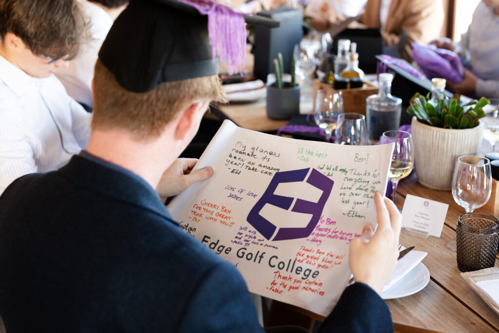 Edge Golf College Graduation dinner. Troia peninsual portugal. UK Higher Education Golf Degree. International golf college.