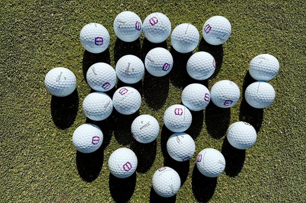 Edge-branded Titleist golf balls. Edge Golf College, Tróia Peninsula, Portugal